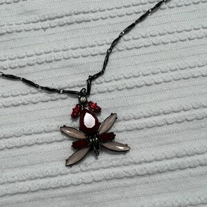 Elegant Red and Black Long Pendant Necklace